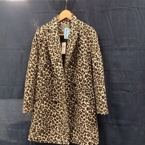 Anthropologie Black and Cream Leopard Teddy Jacket